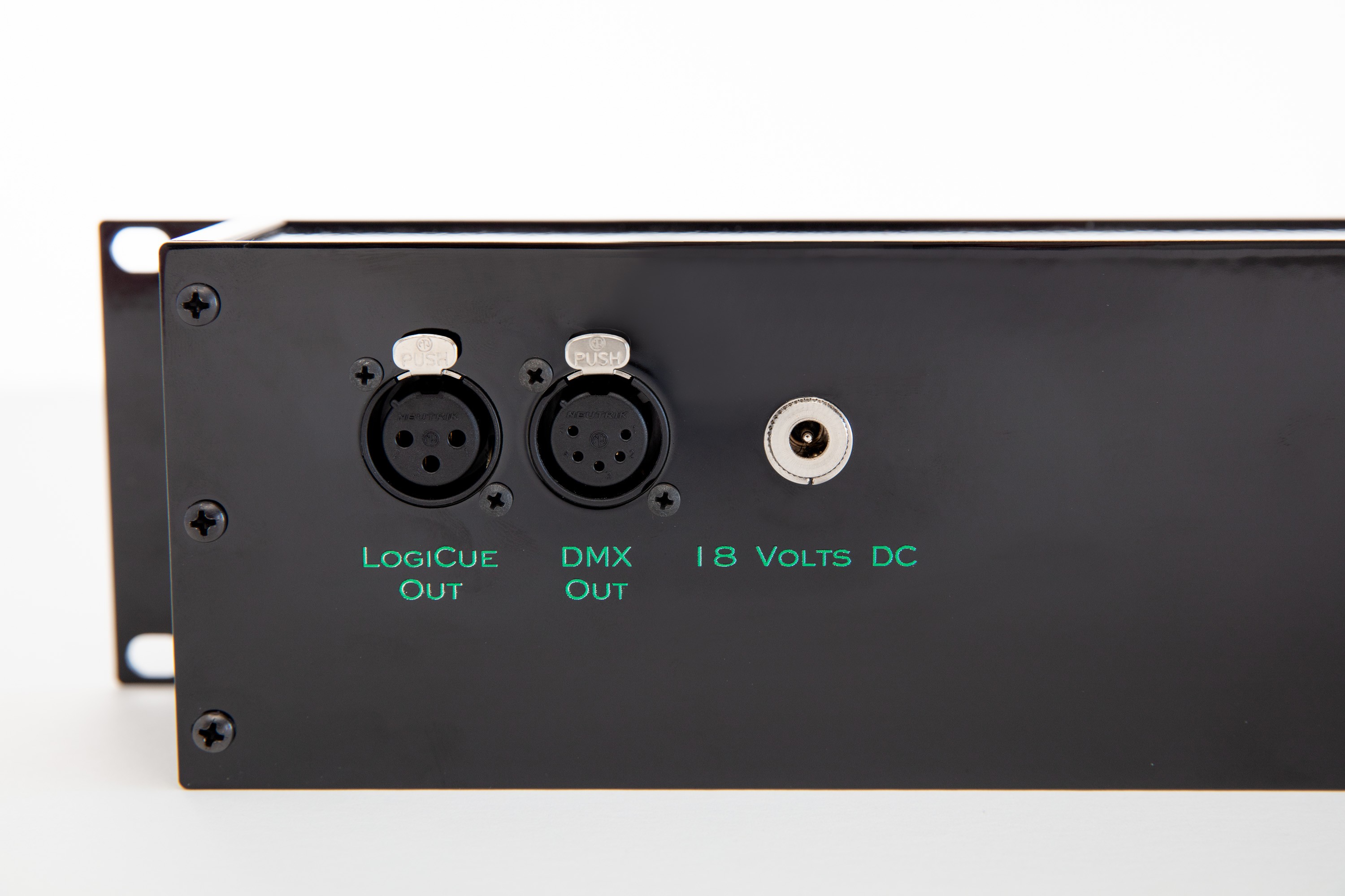 The rear of the LogiCue LC6 Digital Cue Light Controller, part of the LogiCue System of cue lights.